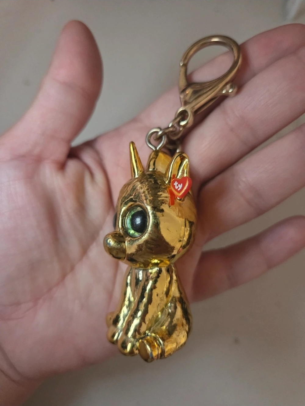 Gold Unicorn Ty Beanie Keychain - Picture 3 of 7